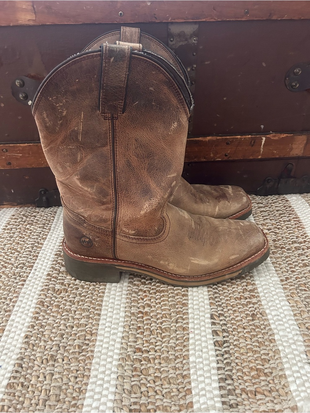 Double H Brown Leather Western Cowboy Boots